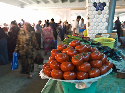 Samarkand - Big Ourgout Bazaar - Vegetables market