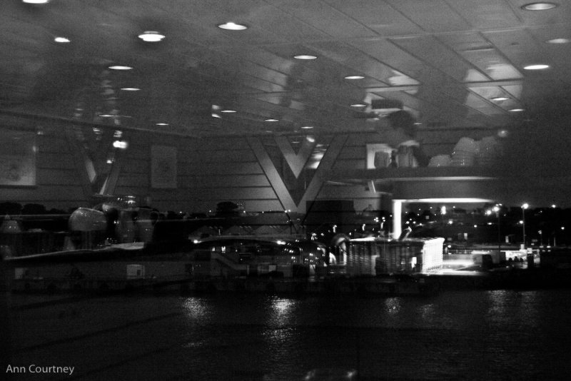 Dock reflections on board Pont DAbbe