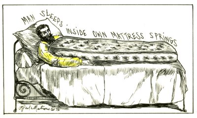 Man Sleeps Inside Mattress Springs