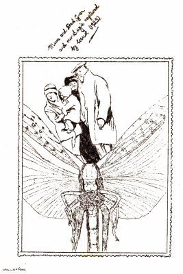Gestetner stencil engraving -- Captured by Locust (1972)