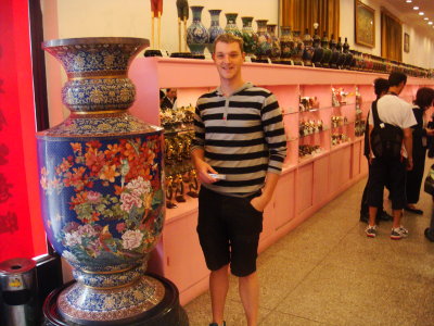 Sammy at the enameling factory on the way to the great wall, that vase is worth AUD$250,000!!!