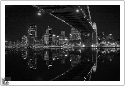 Under The bridge Sydney Harbour at Night mono.