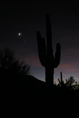 Venus, Jupiter, and Moon from South Mountain: December 1, 2008