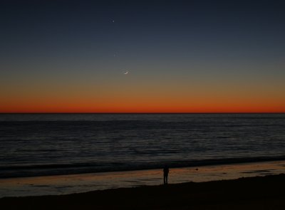 Moon, Mercury, Jupiter at Malibu, CA, 2008