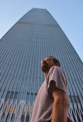 China World Trade Center Tower III towers over Tom in Beijing
