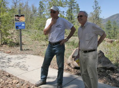 Boulder scouting--Tom of Mountain Stone Works and Dr. Millis,Director Emeritus of Lowell  Mars Hill May 2009