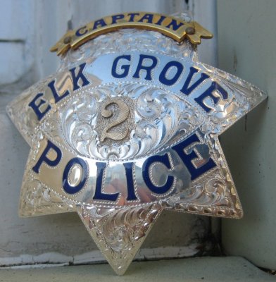 sterling engraved Elk Grove police badge