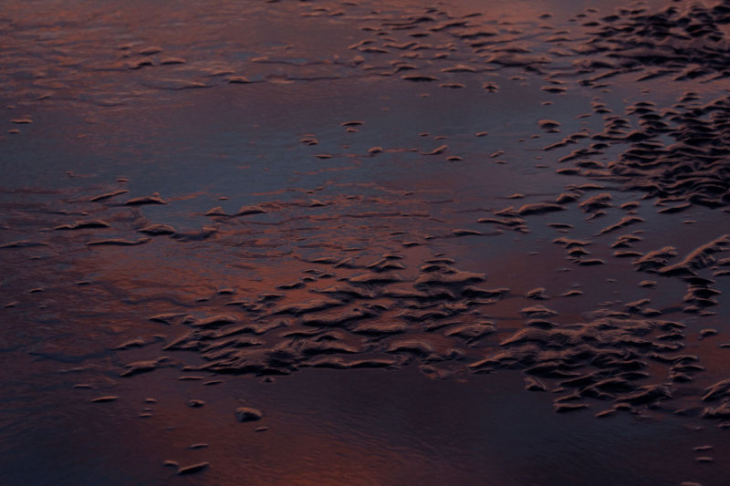 Tide puddles reflecting the Sunrise