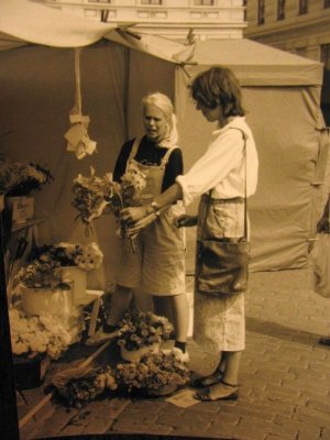 Selling flowers on the market