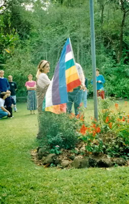 Avatars Abode - Meheru raising the Flag June 1993