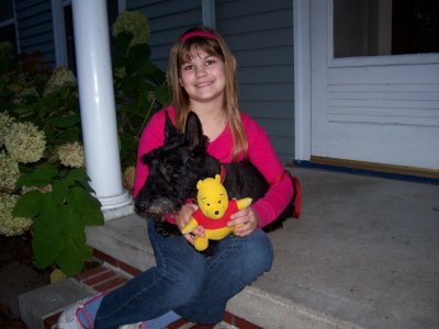 Molly, Holly and THE Pooh Bear on Molly's 13th birthday.
