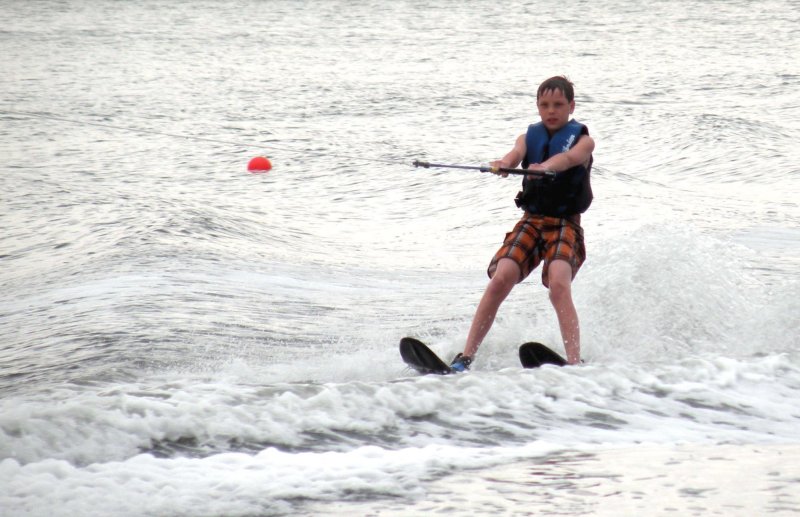 Waterskiing.