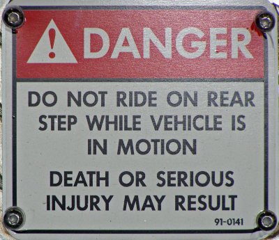 Do not ride on rear