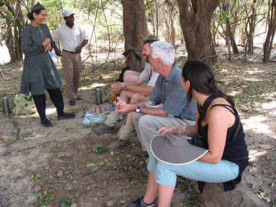 Mid-morning tea break while on walking safari..