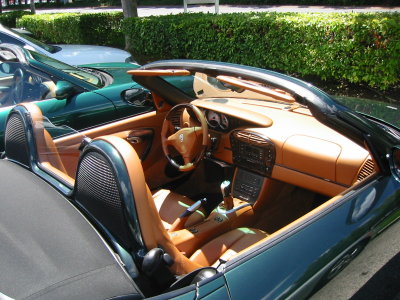 The natural brown leather interior.