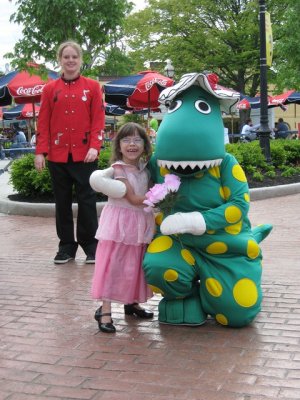 Lynsey with Dorothy the Dinosaur