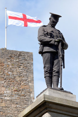 War Memorial, Clitheroe Castle, with St George's Cross