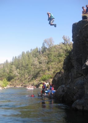 Chuck Reyome Leaping from Jumping Rock