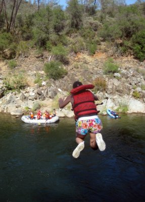 Leah Currier Leaping from Jumping Rock