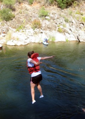 Jessica Haswell Leaping from Jumping Rock