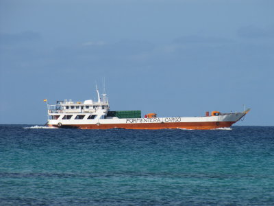 Seen off Es Cavall, now with her lower hull painted red