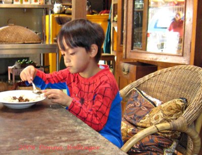 Spiderman Eating Breakfast