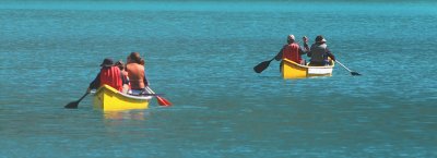 Canoeists on Moraine Lake