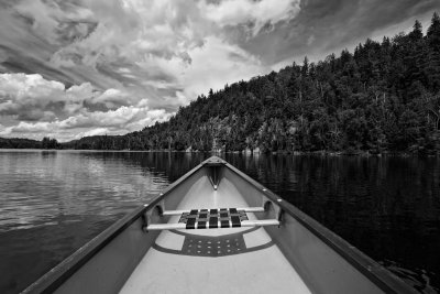 Canoeing in Oxetongue Lake in B&W