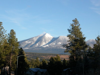 The San Francisco Peaks from our front yard. Flagstaff, AZ