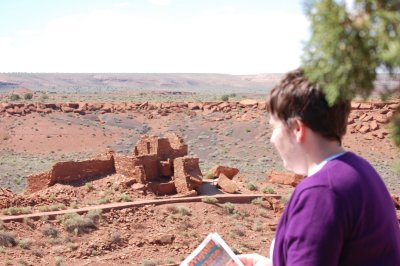 Maureen looking at Wupatki ruins