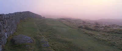 Hadrian's Wall,base course, on a misty morning.