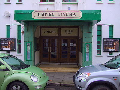 The old(style of cinema) and the new(film advertised).