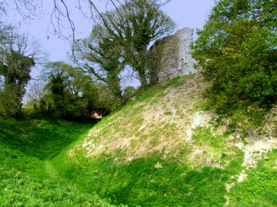 Castle Acre,the motte with walling on top.