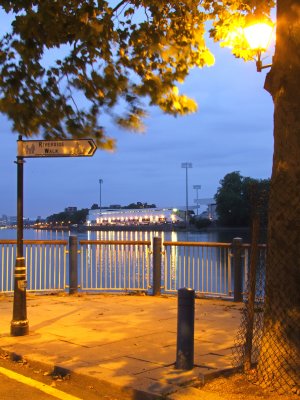 Fulham F.C. stadium  from  Putney  Embankment.