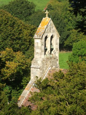 St.Etheldreda's  Church , the twin bells ,external  belfry