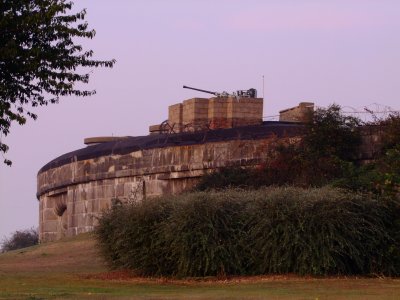 Palmerston Fort,with WW2 anti - aircraft gun on roof.