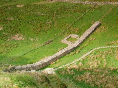 Hadrian's  Wall,partially  reconstructed,showing location  of turret  39ab.