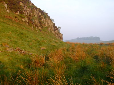 Looking  west  along  Peel  Crags  to  Steel  Rigg  car  park.