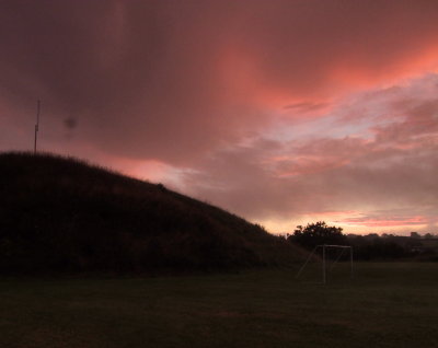 Stormy  dawn  over  St. Clears  motte.