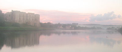 Misty  dawn  at  Carew.