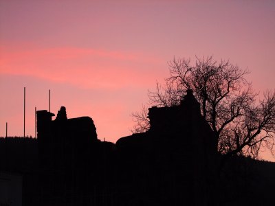 Sunset  over  the  castle  ruins.
