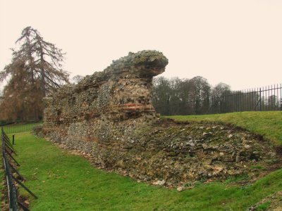 A  section  of  Verulamium  town  wall.