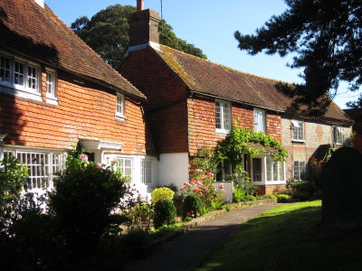 Cottages by the churchyard.