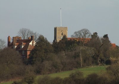 All Saints Church in its hilltop location.