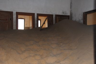 Sand inside an abandoned building.