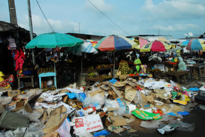 Market area in Libreville, Gabon