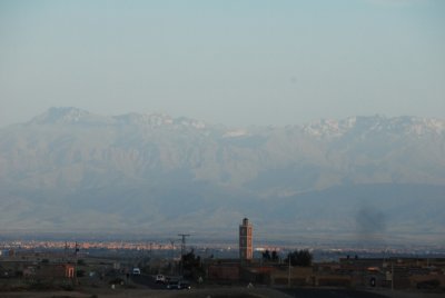 Marrakesh and mountains behind it