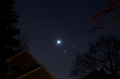 Crescent Moon, Venus, and Jupiter