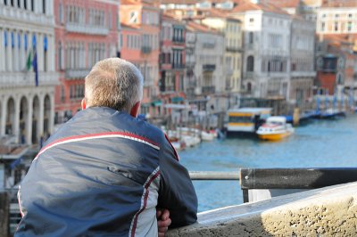 Watching The Grand Canal From the Rialto Bridge