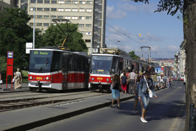 Pragues busy trams